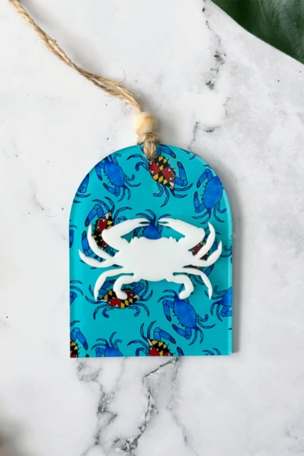 Acrylic Ornament - Maryland Blue Crab Pattern