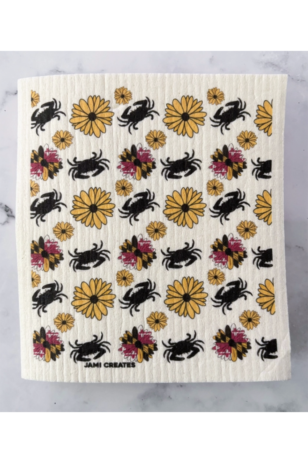 JC Swedish Dish Cloth - Flower Flag Crab