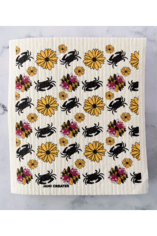 JC Swedish Dish Cloth - Flower Flag Crab