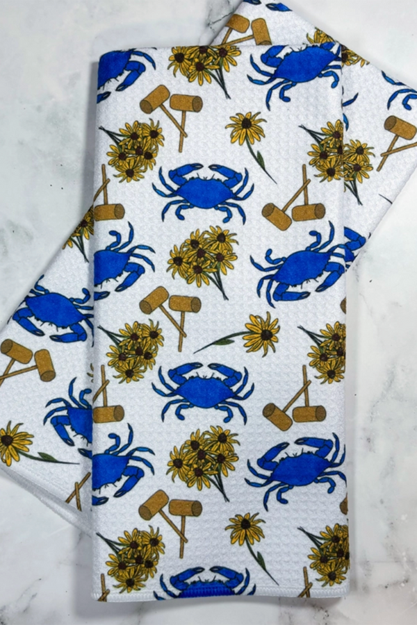 JC Waffle Kitchen Towel - Crab Feast