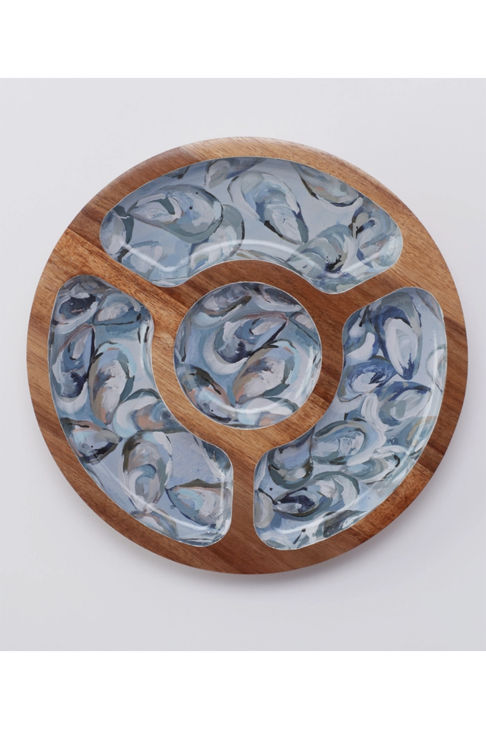 Hovell Wooden Snack Tray - Pewter Shells