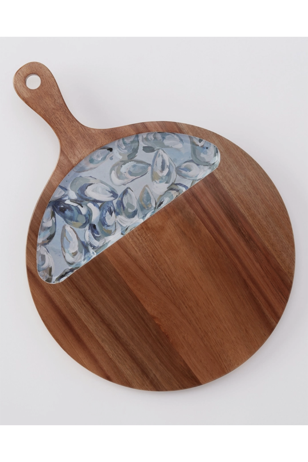 Hovell Wooden Serving Tray (Round) - Pewter Shells