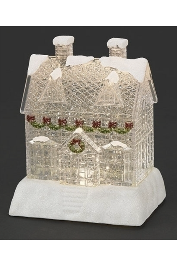 Lighted Swirl Clear House Figure