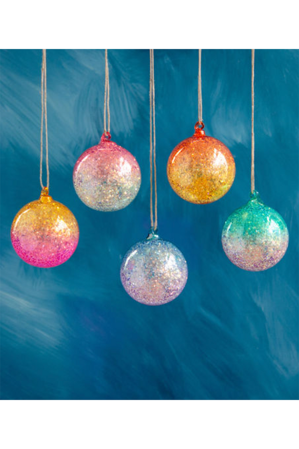 Glass Ornament - Iridescent Glitter Ball