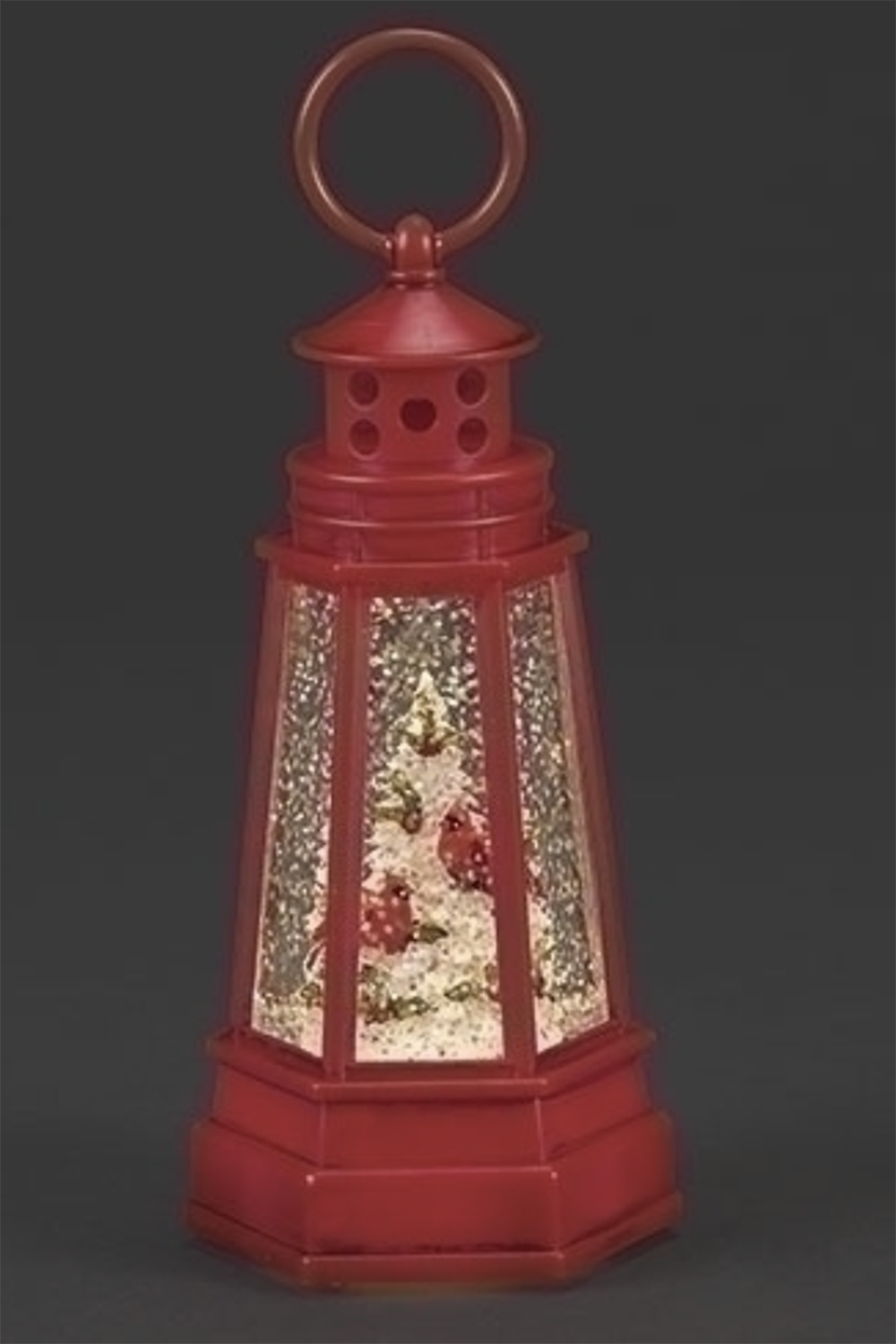 Lighted Cardinal Tree in Lighthouse Water Figure