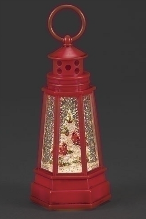 Lighted Cardinal Tree in Lighthouse Water Figure