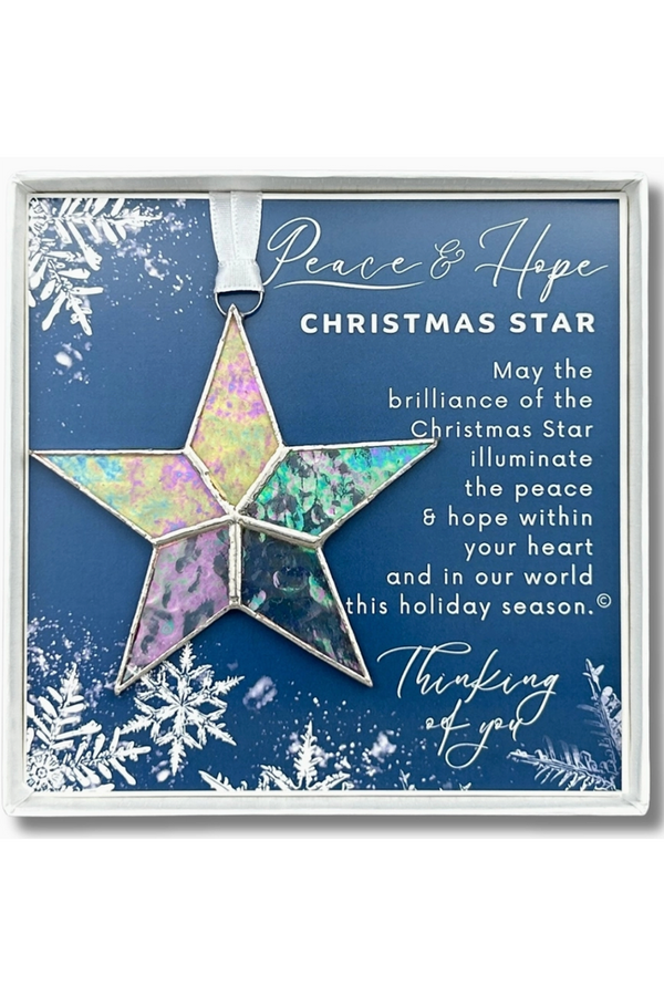 Glass Ornament - Peace and Hope Christmas Star in Box