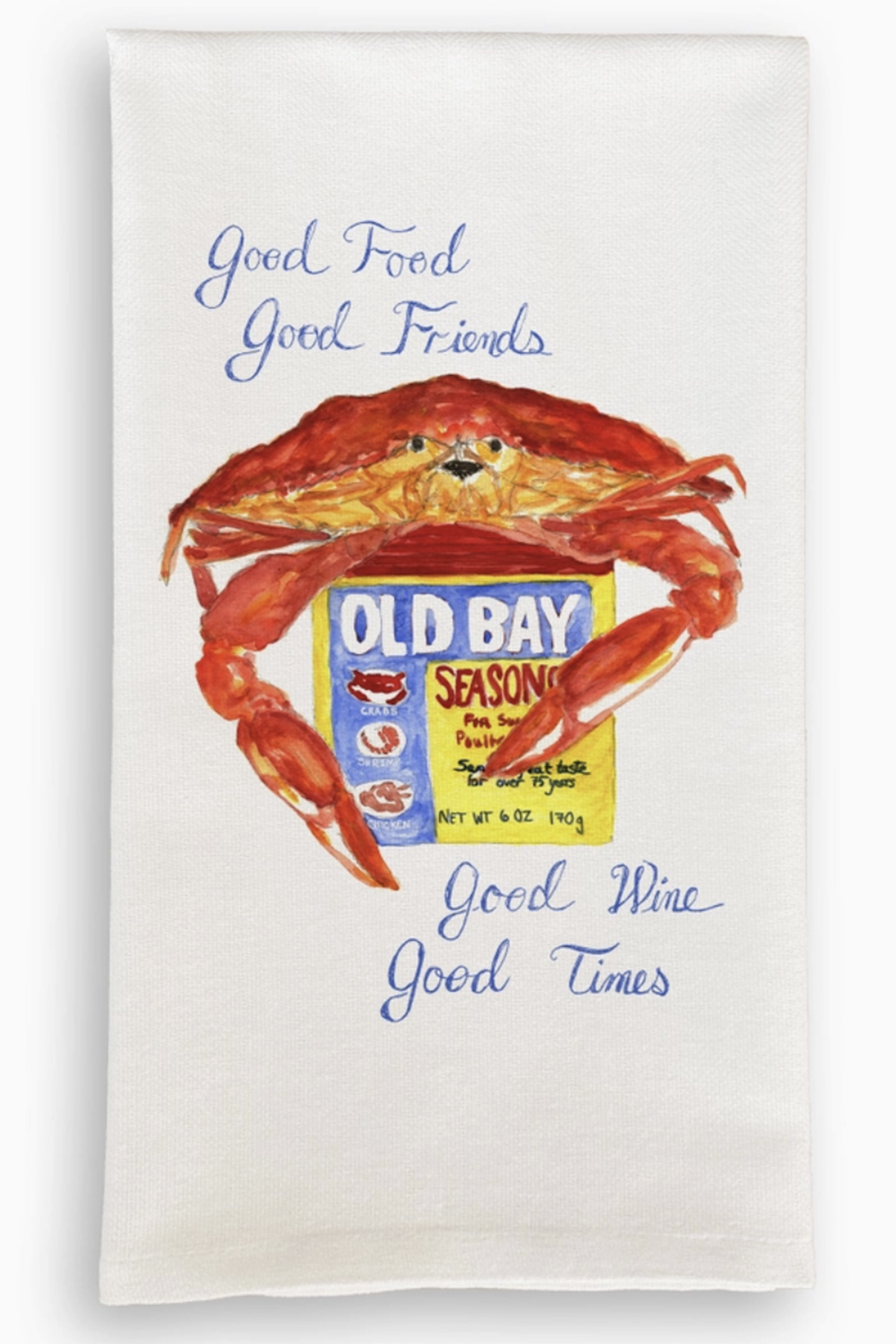 FG Watercolor Tea Towel - Red Crab with Quote