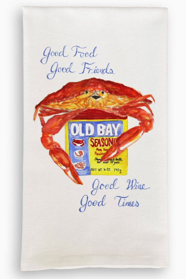 FG Watercolor Tea Towel - Red Crab with Quote