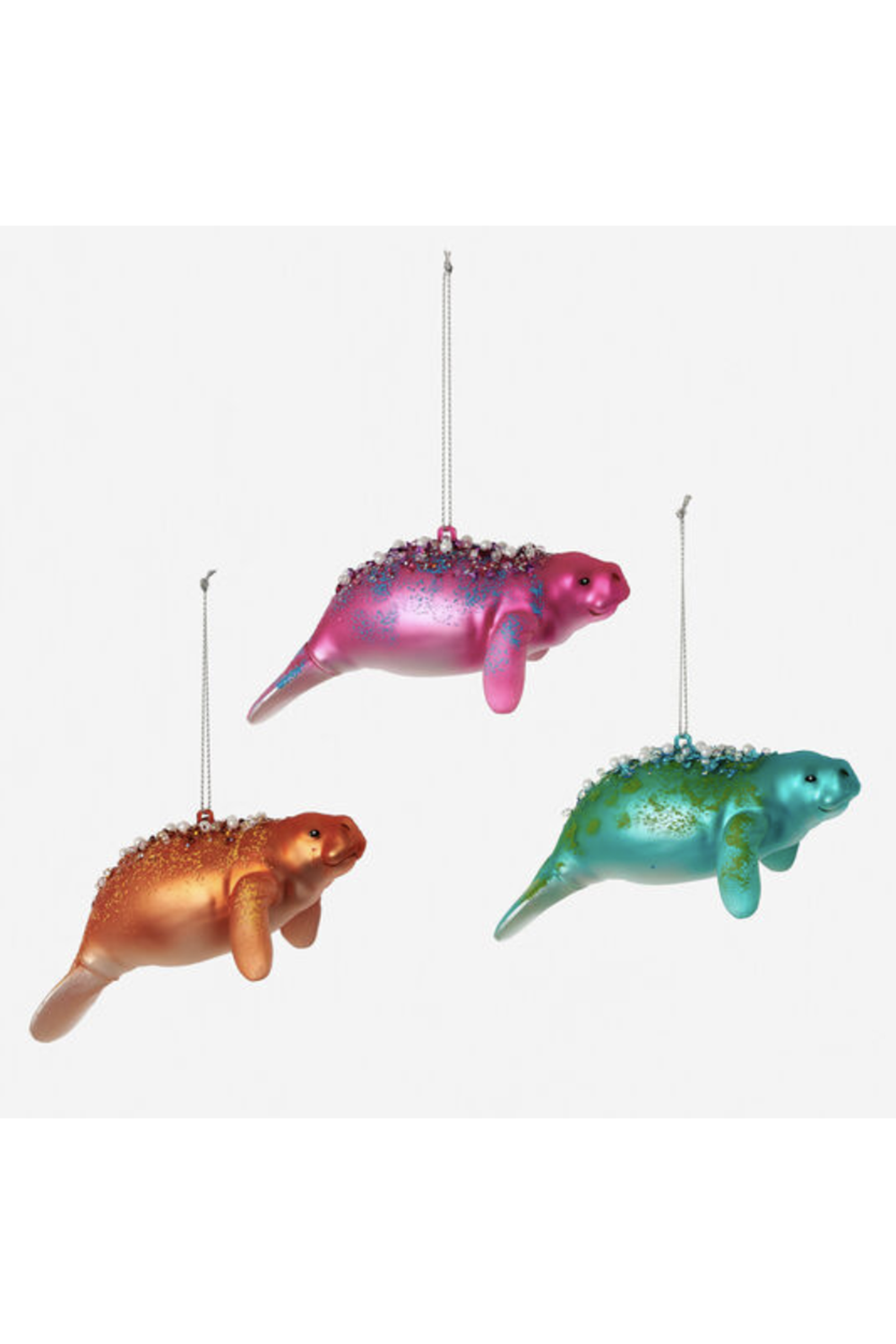 Glass Ornament - Colorful Manatee