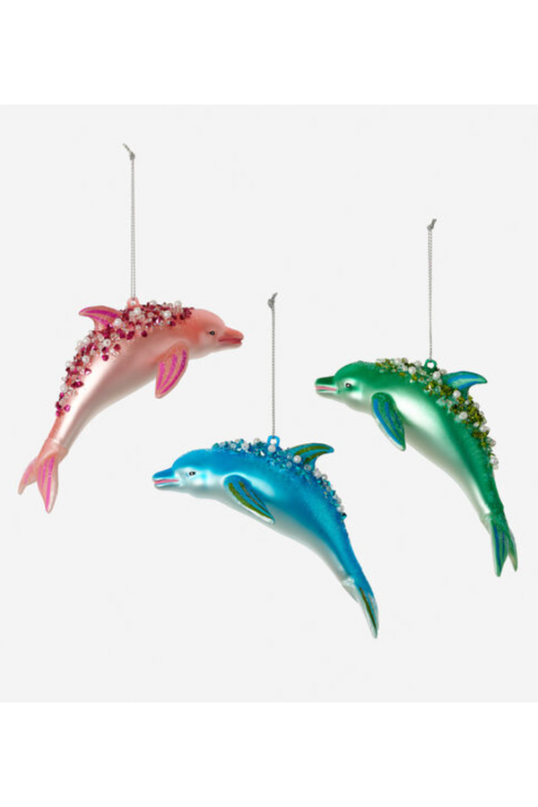 Glass Ornament - Colorful Dolphin