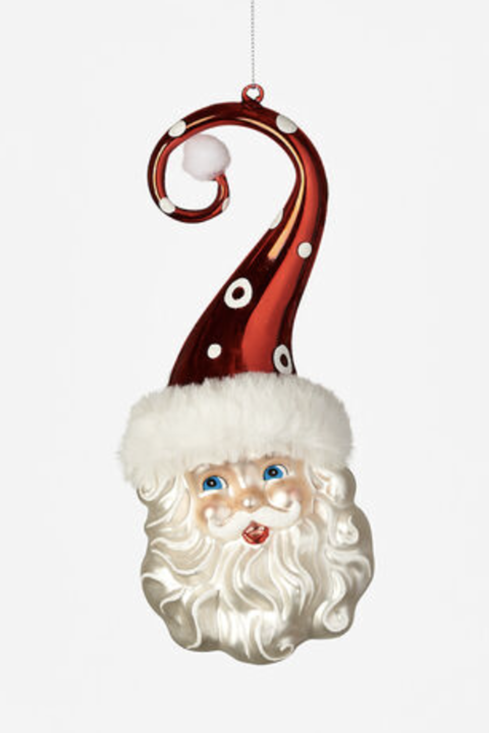 Glass Ornament - Santa Swirl Hat