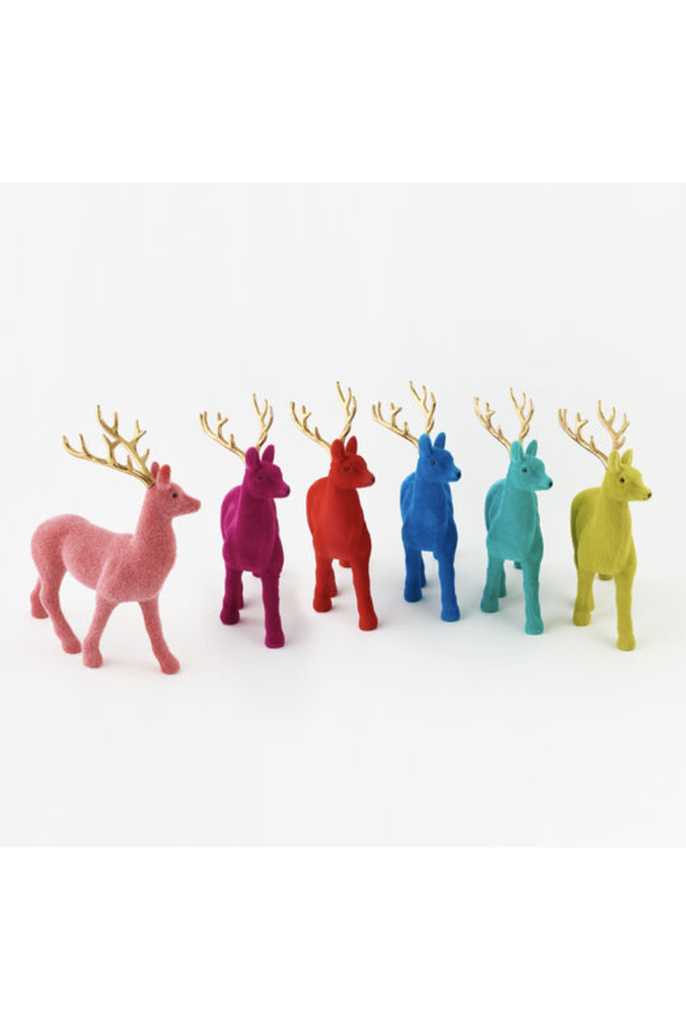 Flocked Deer With Gold Antlers Figure