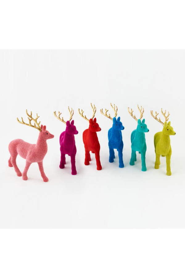 Flocked Deer With Gold Antlers Figure