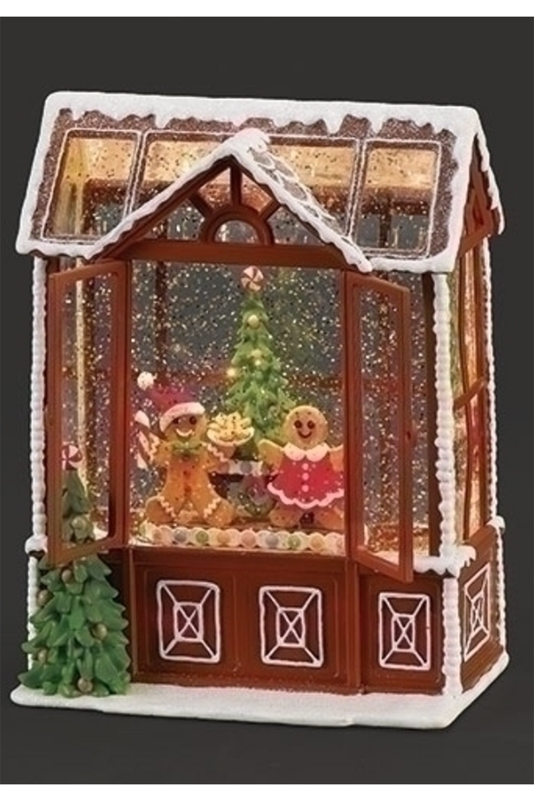 Lighted Swirl Greenhouse Gingerbread Couple