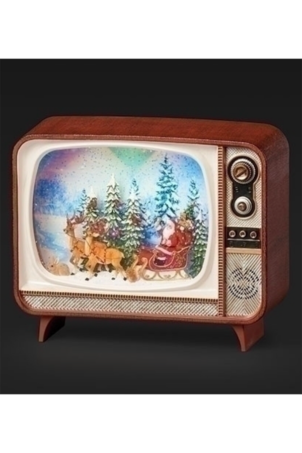Lighted Old School TV Santa Figure