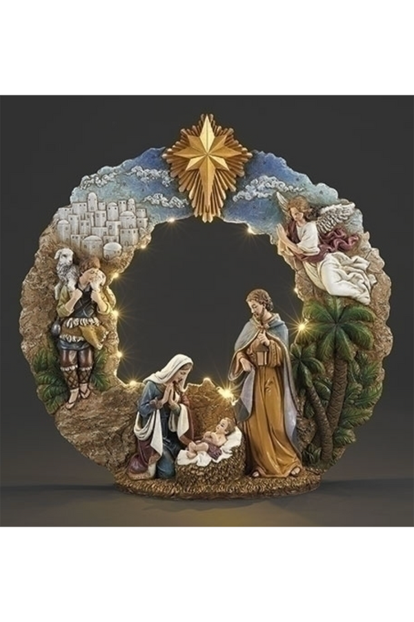 Lighted Nativity Wreath