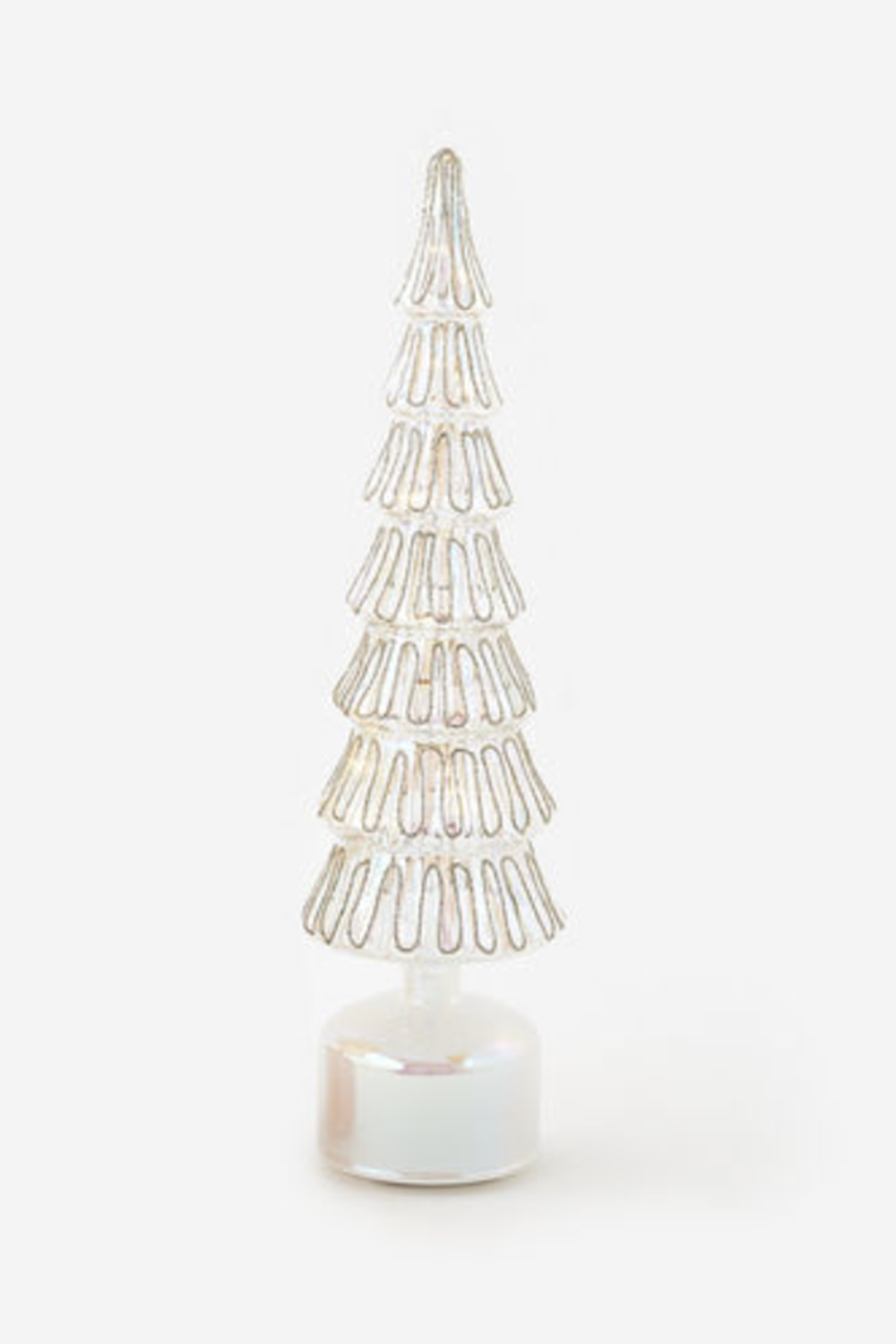 Revolving Lighted Glass Tree - Silver