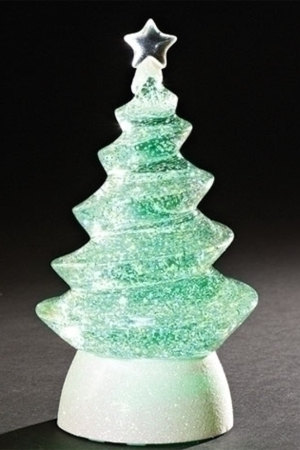 Lighted Green Glitter Water Swirl Tree