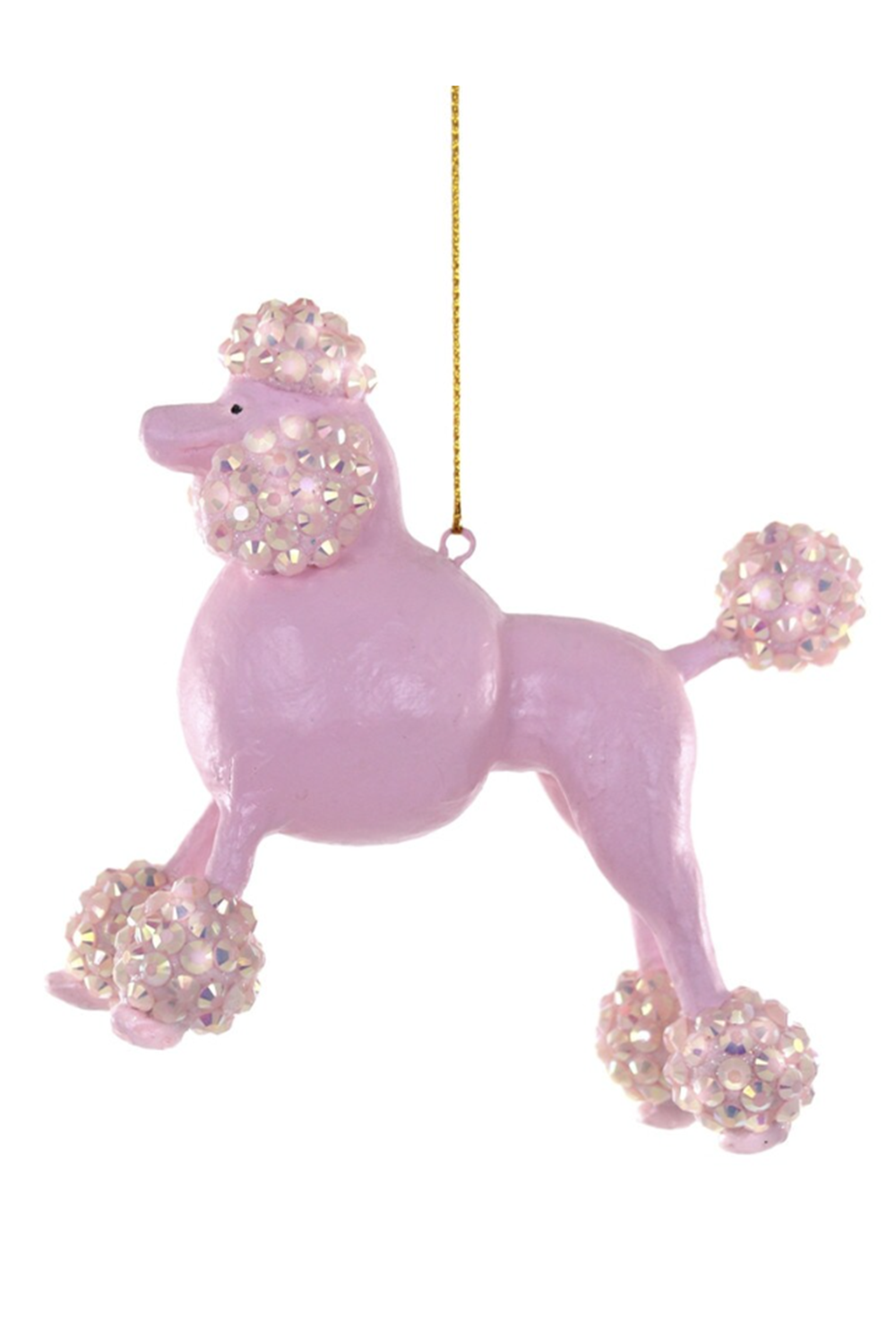 Funky Ornament - Beaded Poodle Pink