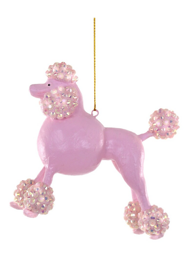 Funky Ornament - Beaded Poodle Pink