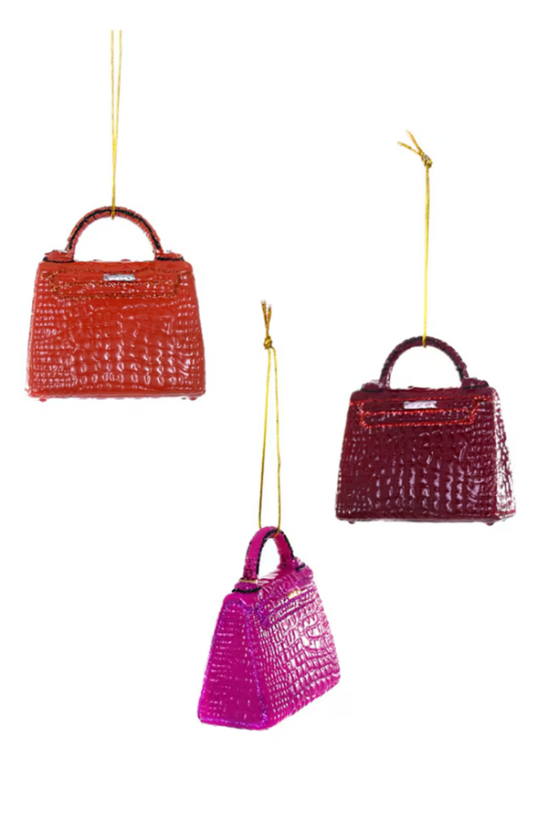 Glass Ornament - Alligator Luxury Handbag