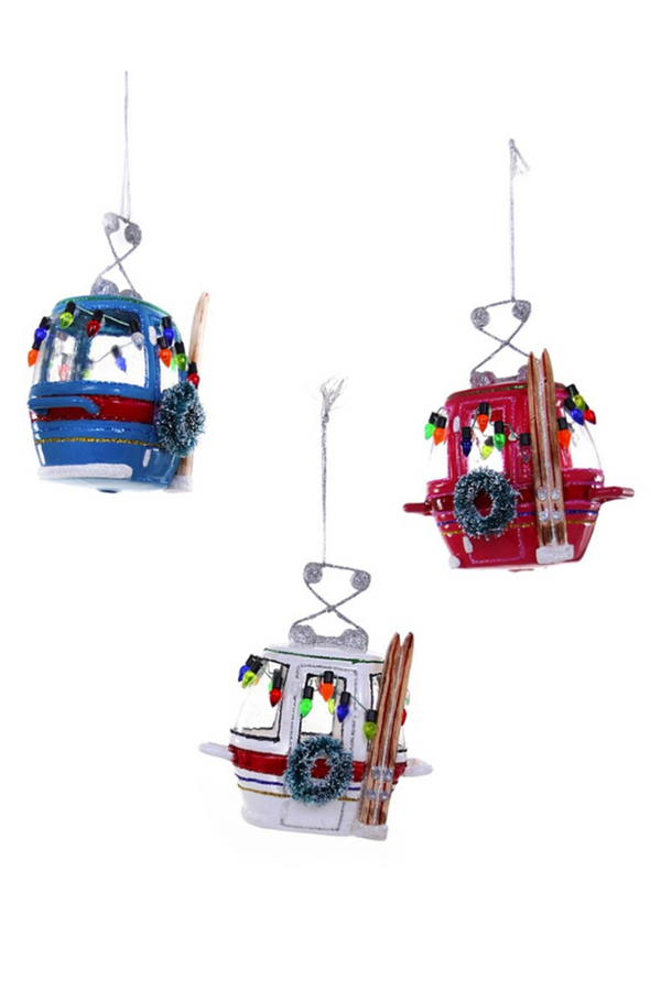 Glass Ornament - Festive Ski Slope Gondola