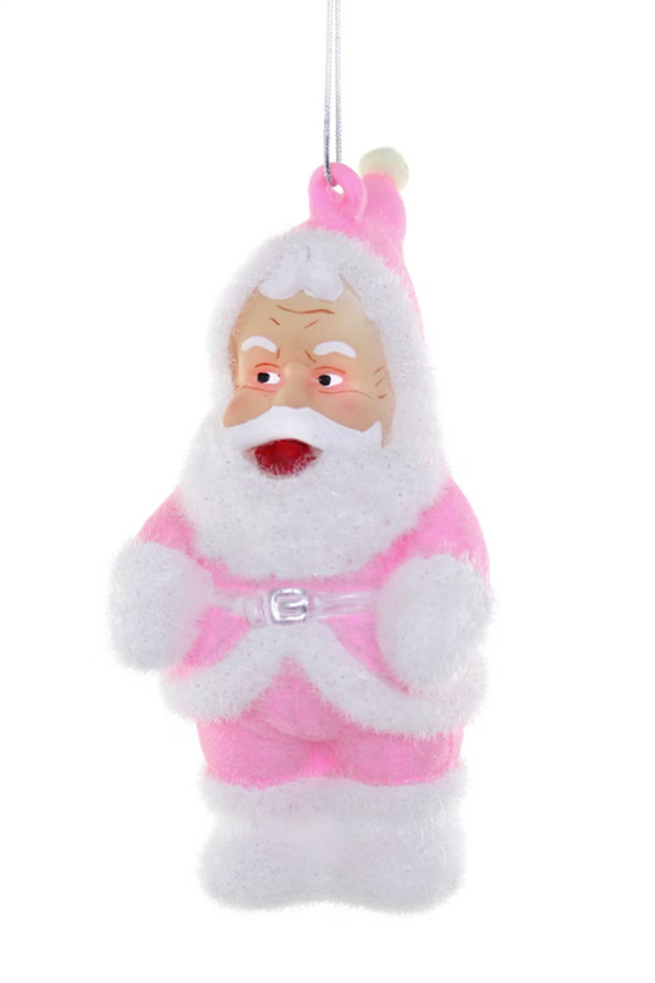 Glass Ornament - Jolly Vintage Santa Pink