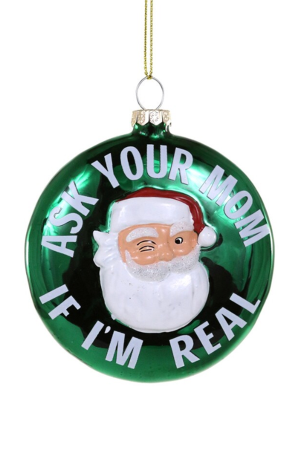 Glass Ornament - Winking Santa