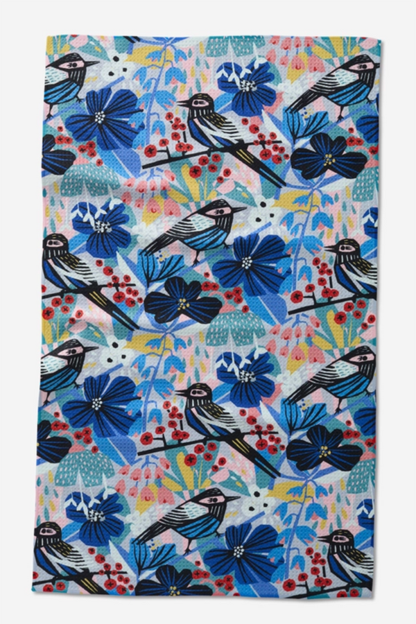 Geometry Kitchen Tea Towel - Birds and Berries