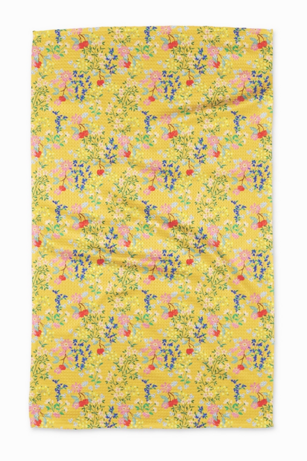 Geometry Kitchen Tea Towel - Sunny Cherry Blossoms