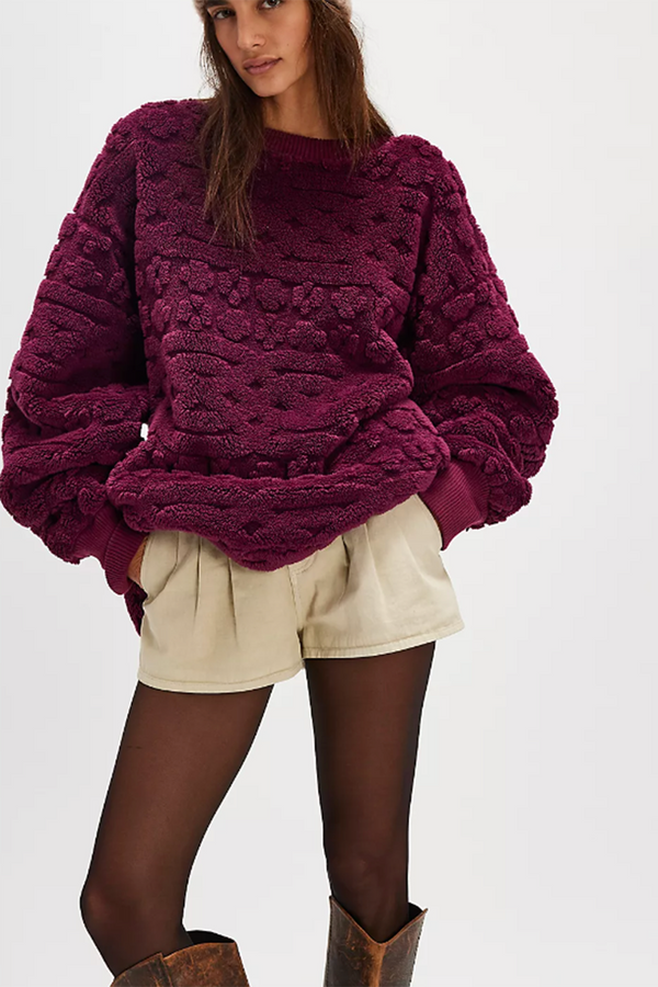 FP Cable Knit Sweatshirt - Berry Combo