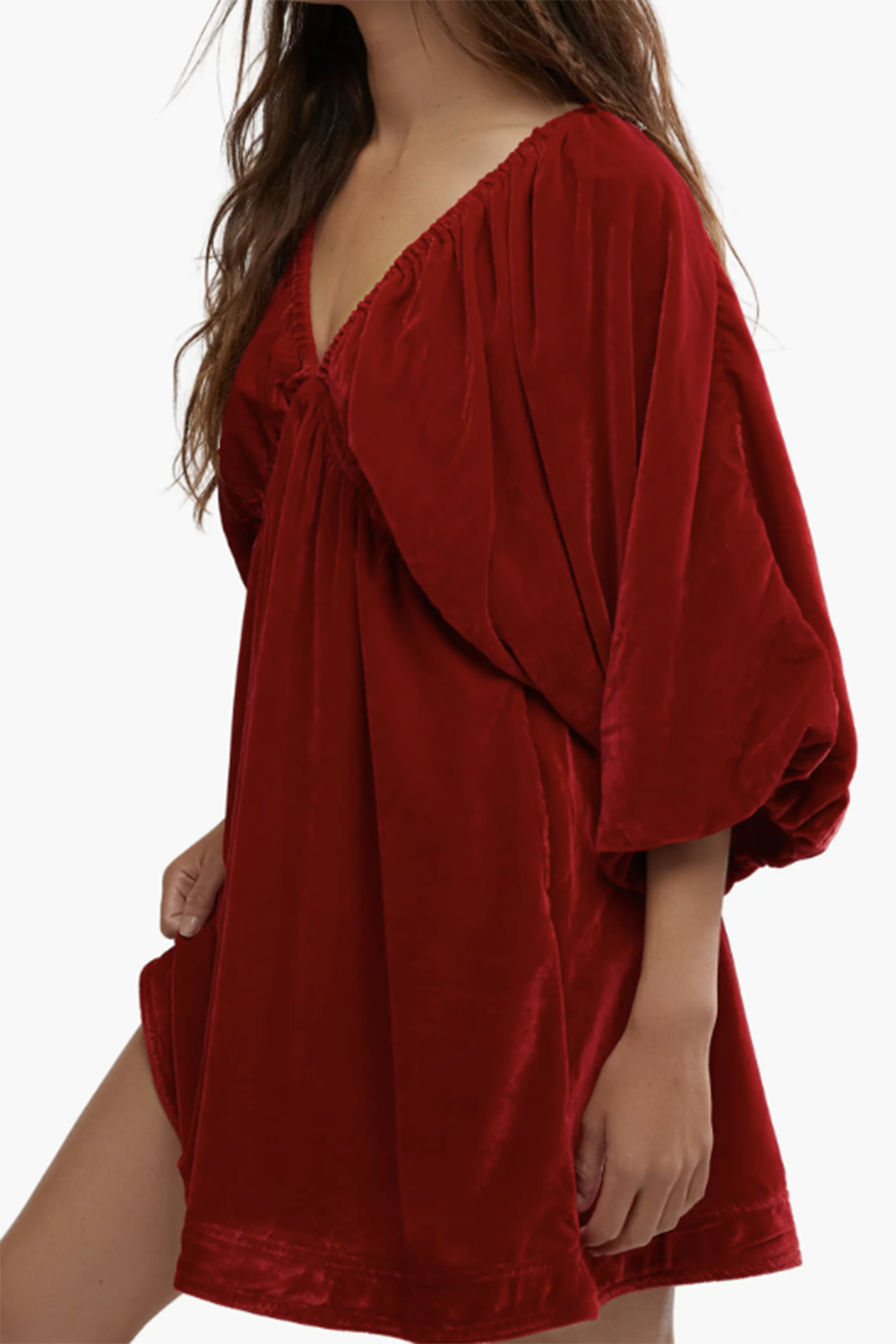 free people red velvet dress Ariel Pleated Mini Dress by Free People, Red, 6