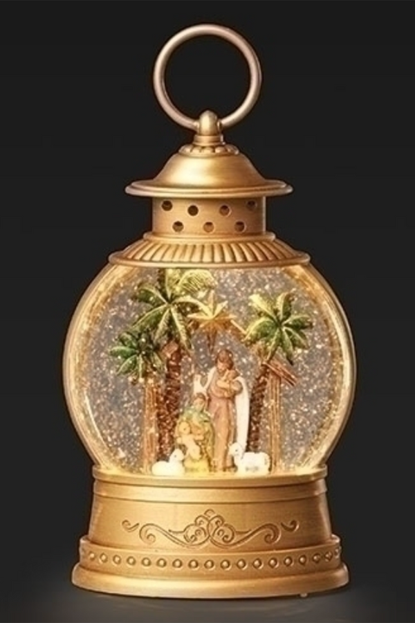 Lighted Holy Family Nativity Gold Lantern