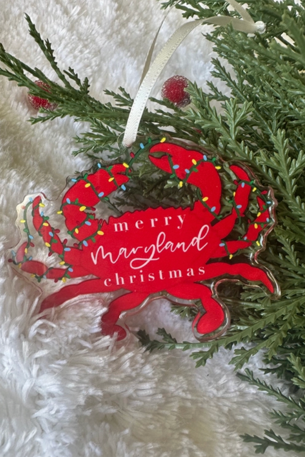 Acrylic Ornament - DOUBLE SIDED Maryland Christmas Crab