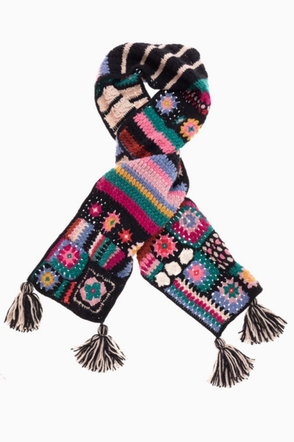 Woodstock Crochet Scarf - Black Multi