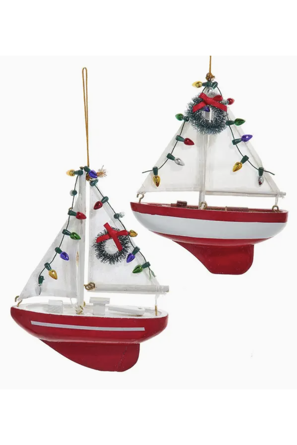 Funky Ornament - Sailboat with Wreath