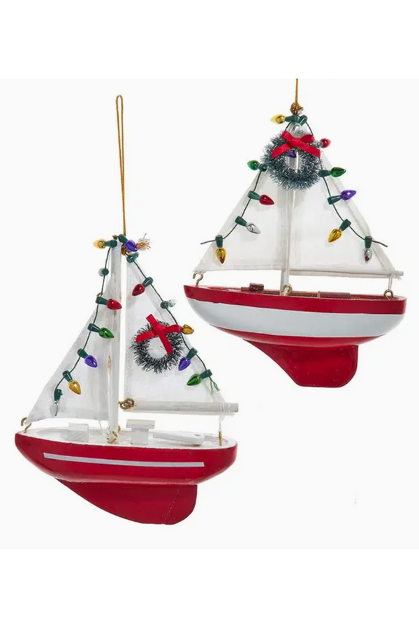 Funky Ornament - Sailboat with Wreath