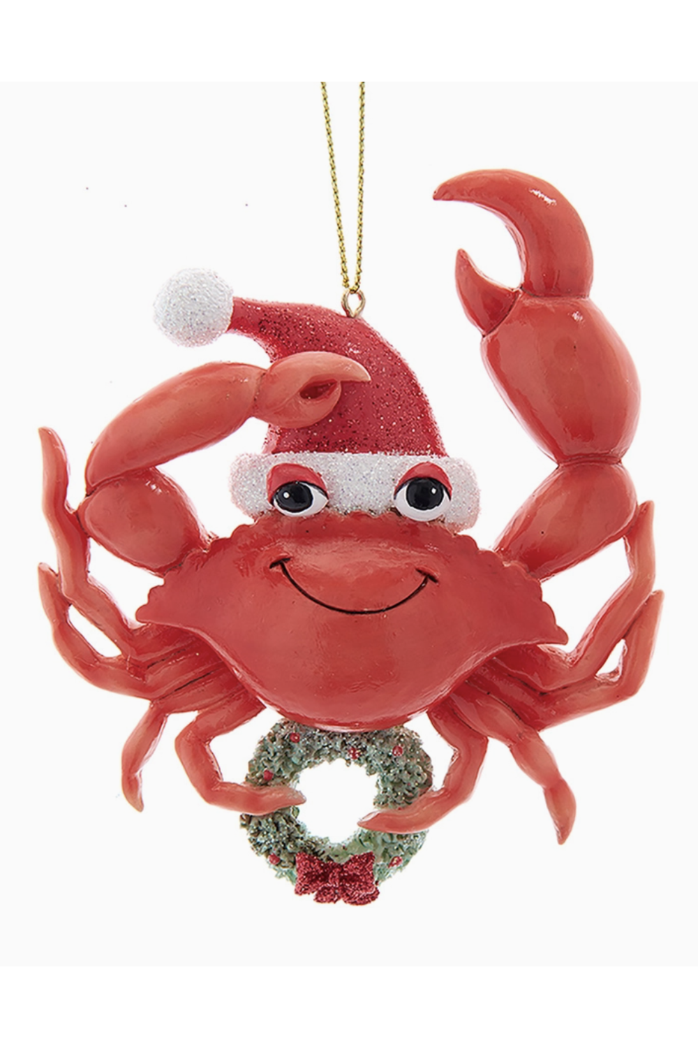 Resin Ornament - Red Crab with Wreath