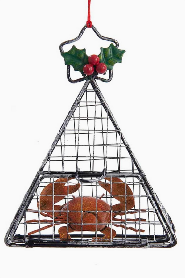 Funky Ornament - Hanging Red Crab in Cage