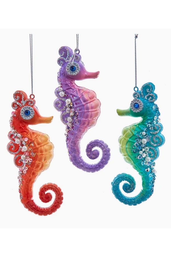 Glass Ornament - Deep Color Seahorse