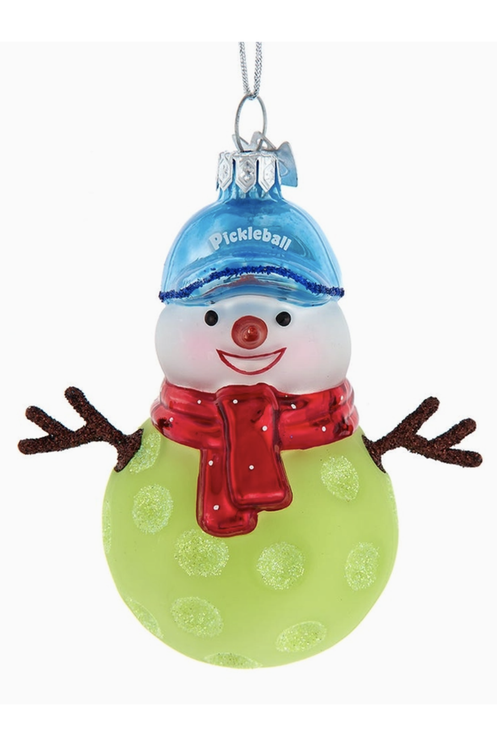 Glass Ornament - Pickleball Snowman