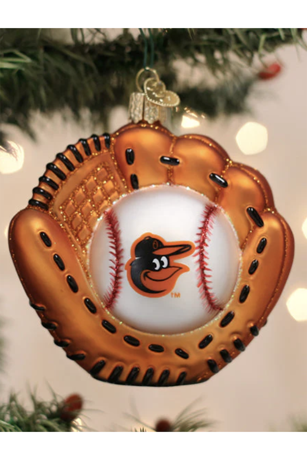 Glass Ornament - Baltimore Orioles Baseball Mitt