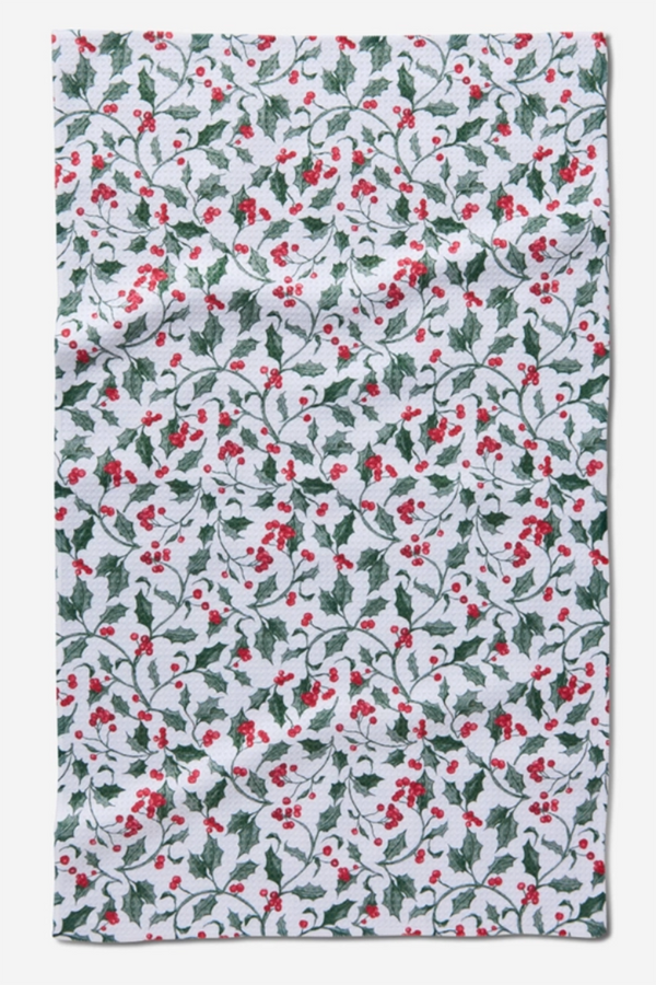 Geometry Kitchen Tea Towel - Christmas Holly