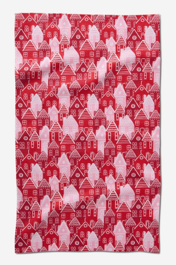 Geometry Kitchen Tea Towel - Christmas Houses