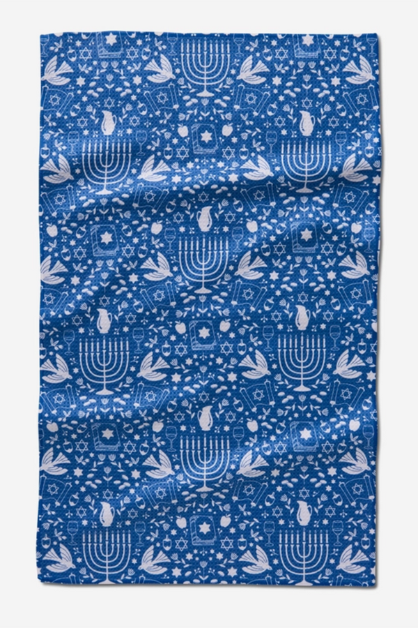 Geometry Kitchen Tea Towel - Hanukkah Sameach