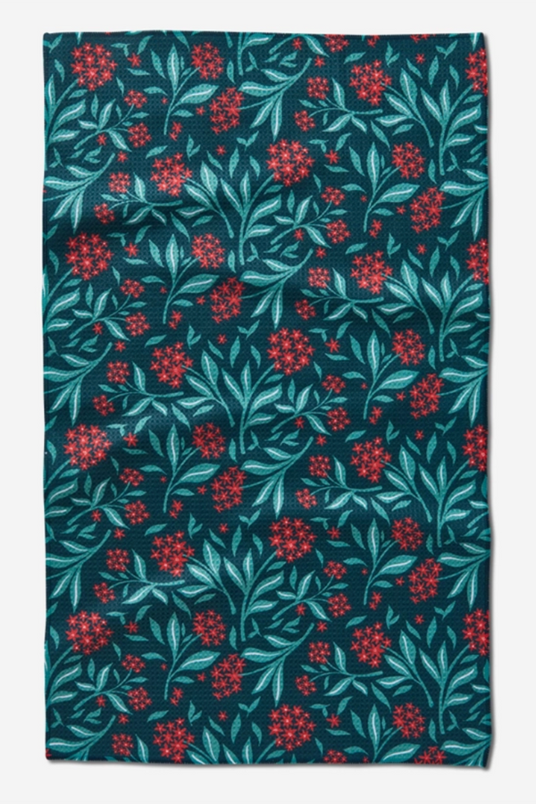 Geometry Kitchen Tea Towel - Holiday Blooms