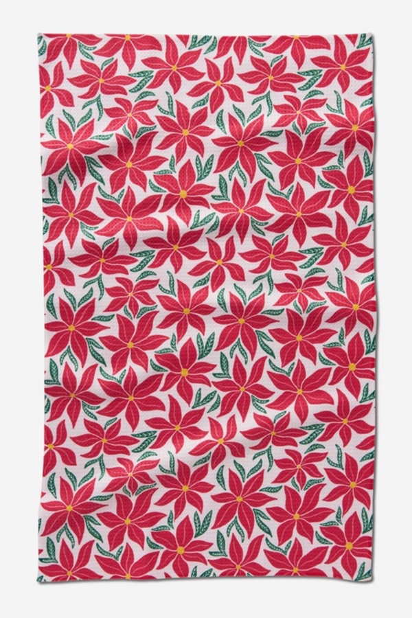 Geometry Kitchen Tea Towel - Poinsettia Party