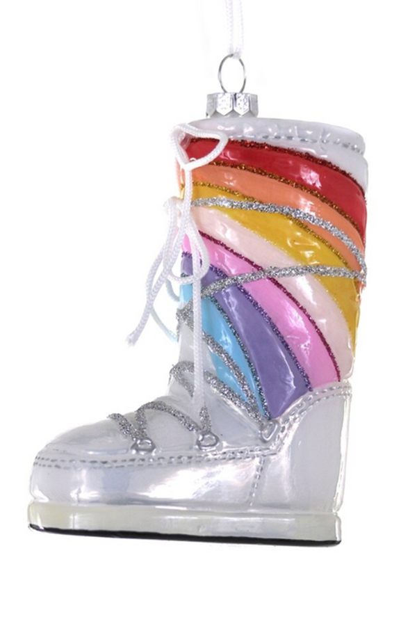 Glass Ornament - Rainbow Moon Boot