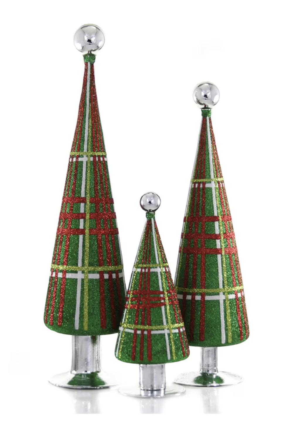 Glass Glittered Plaid Tree